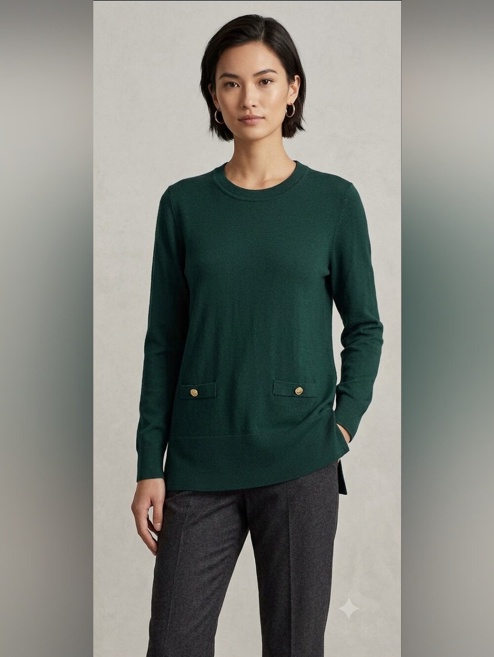 Michael Kors Women's Forest Green Crewneck Sweater